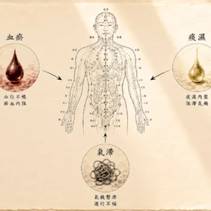 Causes ni internes ni externes + Mucosité + Stase de sang + Stagnation d'aliments